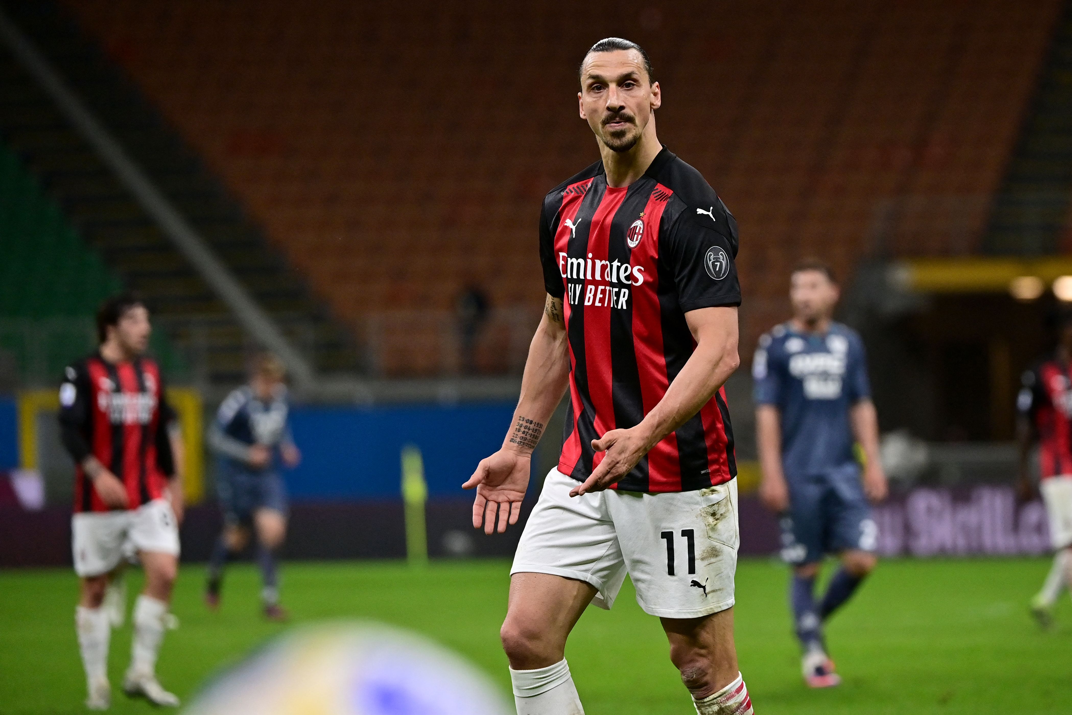 Pemain AC Milan Zlatan Ibrahimovic dalam laga Serie A.