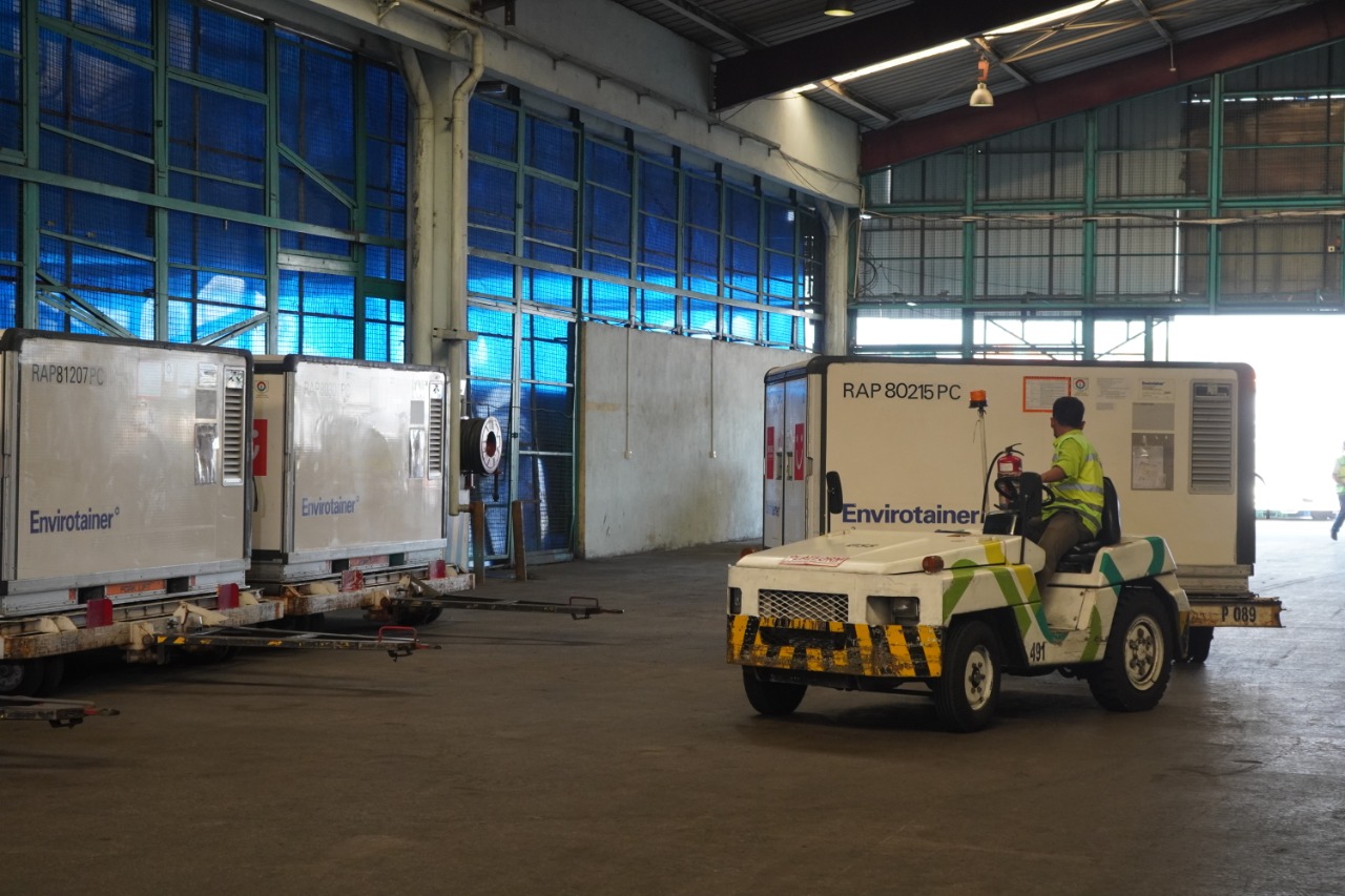 Kedatangan gelombang ke-13 vaksin covid-19.