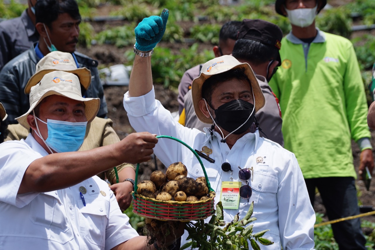 Menteri Pertanian Syahrul Yasin Limpo mengunjungi food estate di Humbang Hasundutan (Humbahas), Sumatra Utara.