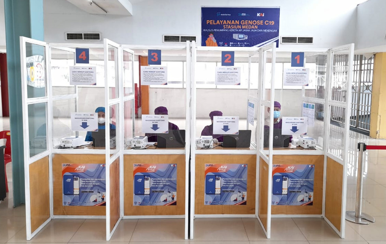 PT Kereta Api Indonesia (Persero) menyediakan 63 stasiun yang melayani pemeriksaan GeNose C19 per 23 Mei 2021.