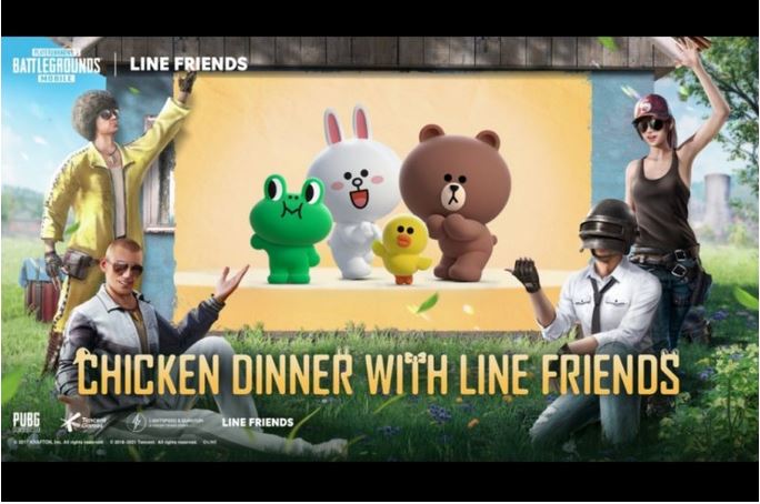 Ilustrasi kerja sama antara PUBG Mobile dengan Line Friends.
