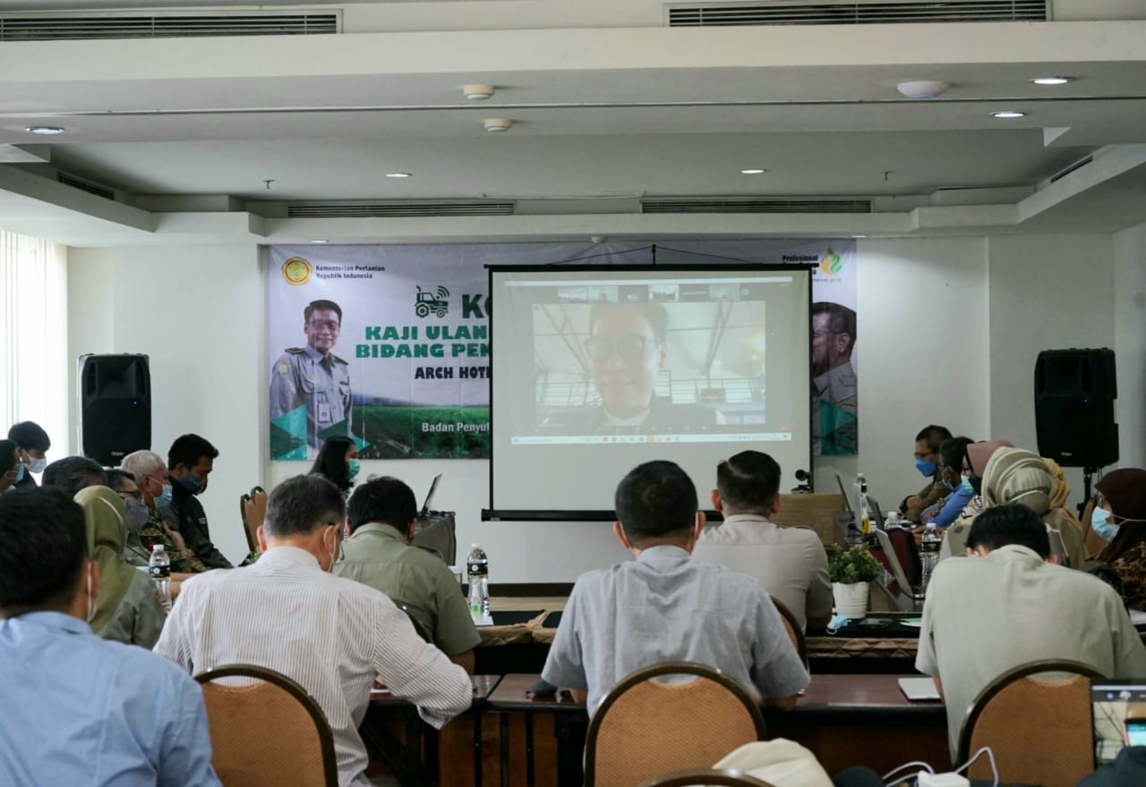 Kepala Badan Penyuluhan dan Pengembangan SDM Pertanian (BPPSDMP) Dedi Nursyamsi (di layar).
