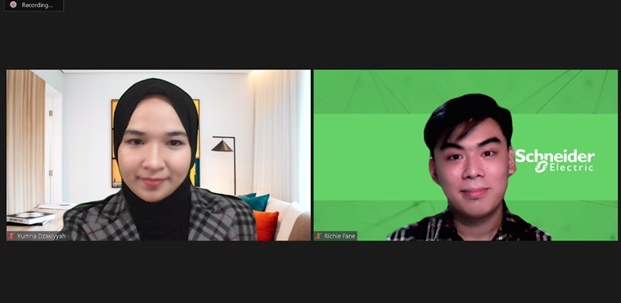 Yumna Dzakiyyah dan Richie Fane, dua mahasiswa ITB akan mewakili Asia Pasifik dalam ajang Schneider Go Green 2021 tingkat dunia.