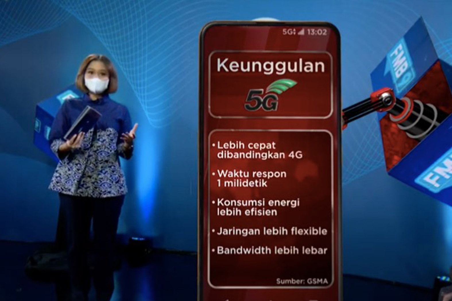 Pemaparan tentang keunggulan 5G dalam diskusi yang diadakan Forum Merdeka Barat.
