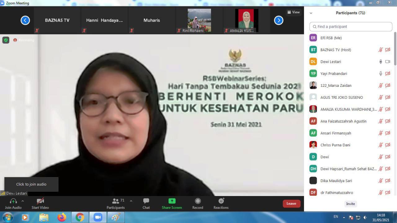 BAZNAS Peringati Hari Tanpa Tembakau Sedunia dengan Webinar Berhenti Merokok untuk Kesehatan Paru. 
