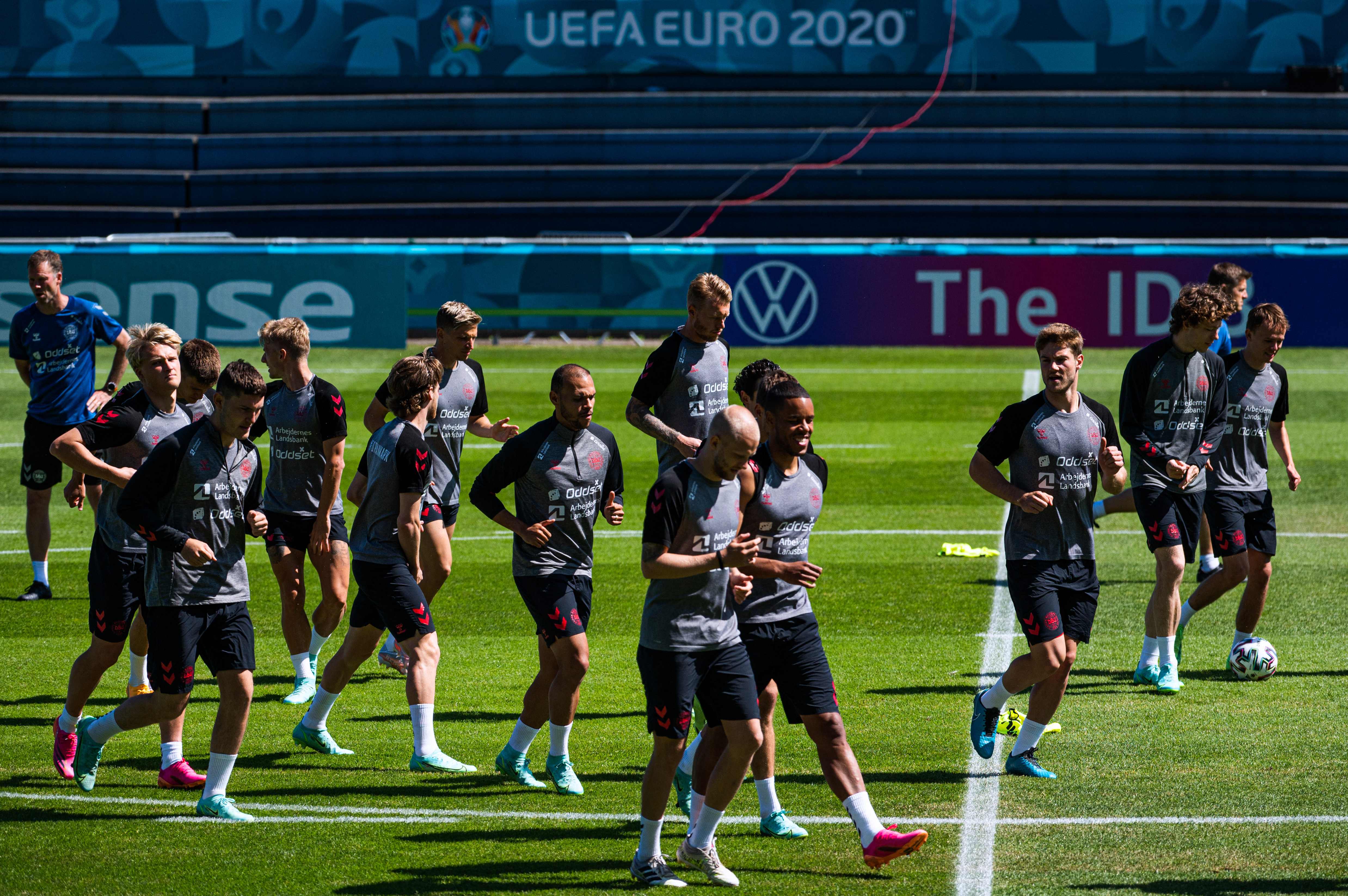 Timnas Denmark berlatih di Helsingor, utara Copenhagen.