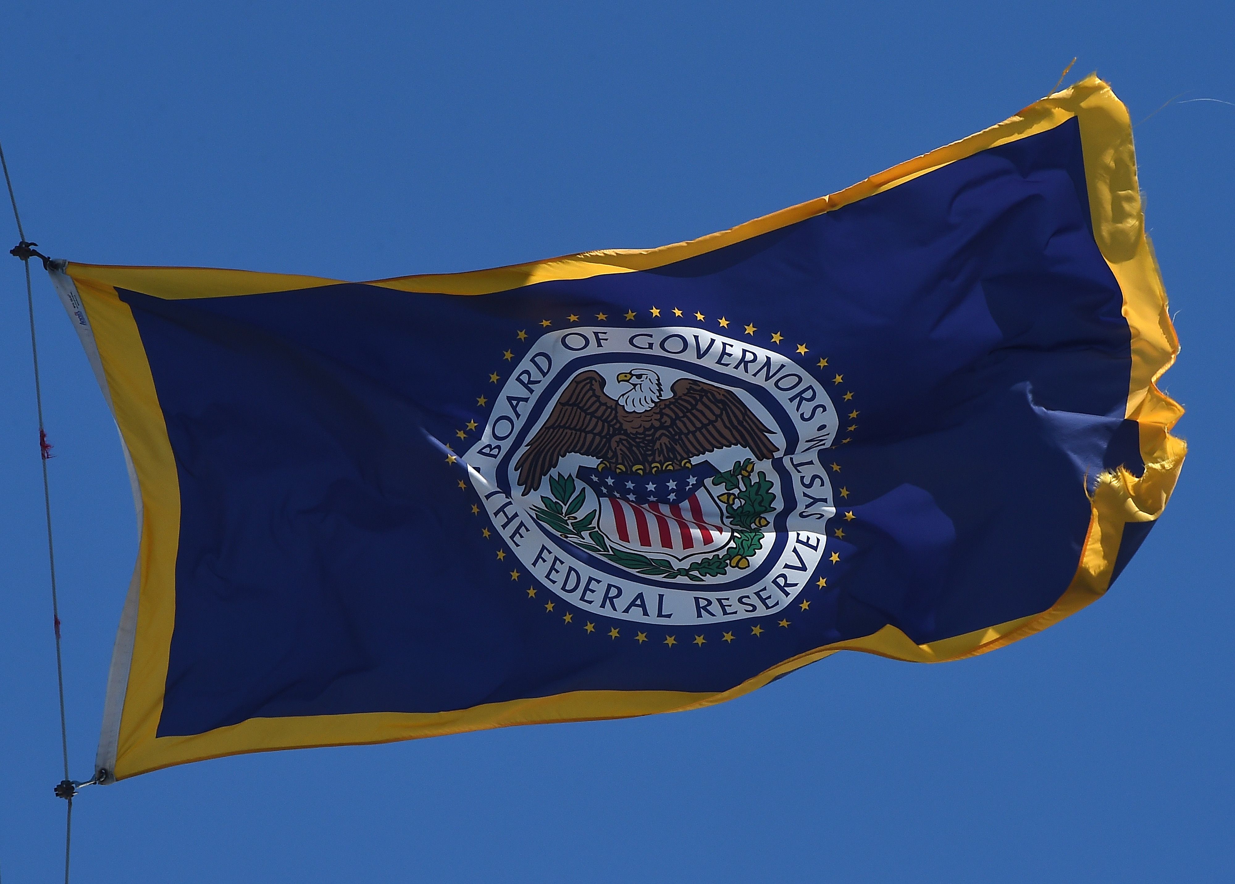 Bendera The Fed yang berkibar di Washington DC, Amerika Serikat.