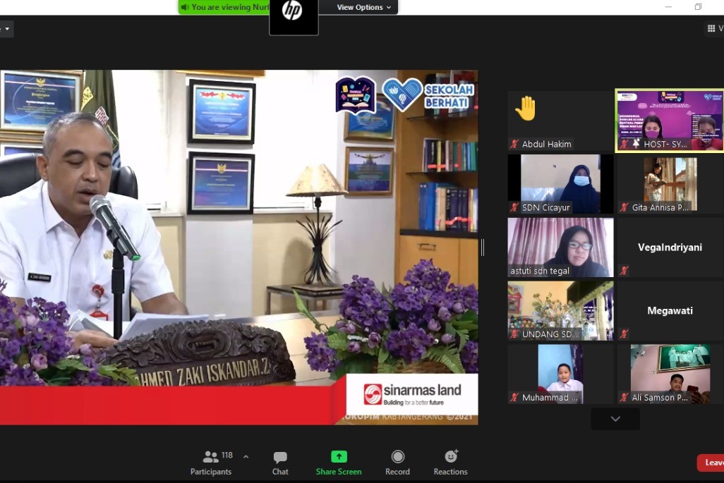 Bupati Tangerang Ahmed Zaki Iskandar turut hadir dan memberikan sambutan dalam acara Festival Pendidikan pada Senin (28/6).   