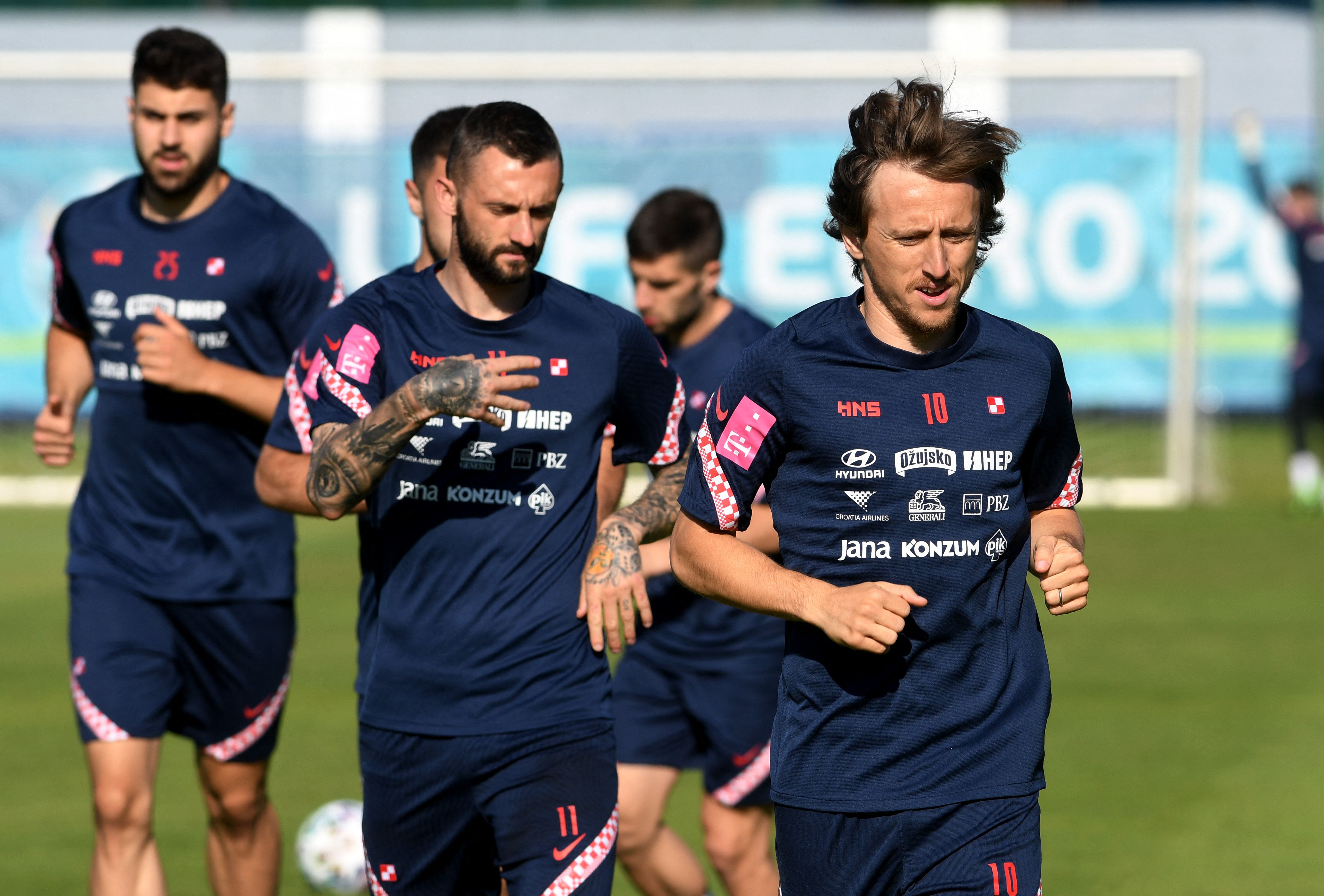 Pemain Kroasia saat menjalani sesi latihan di tengah kompetisi Euro 2020.