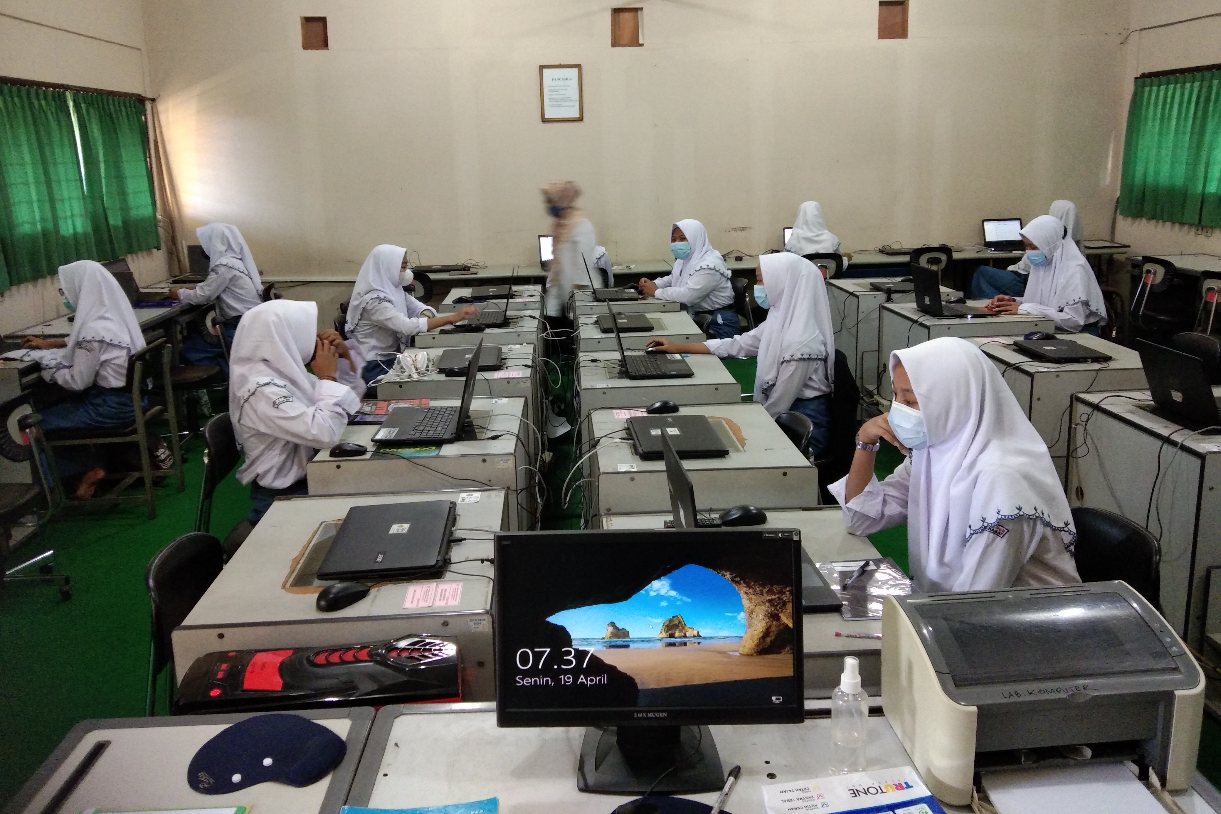 Salah satu SMK di Sleman yang menggelar uji coba sekolah tatap muka.