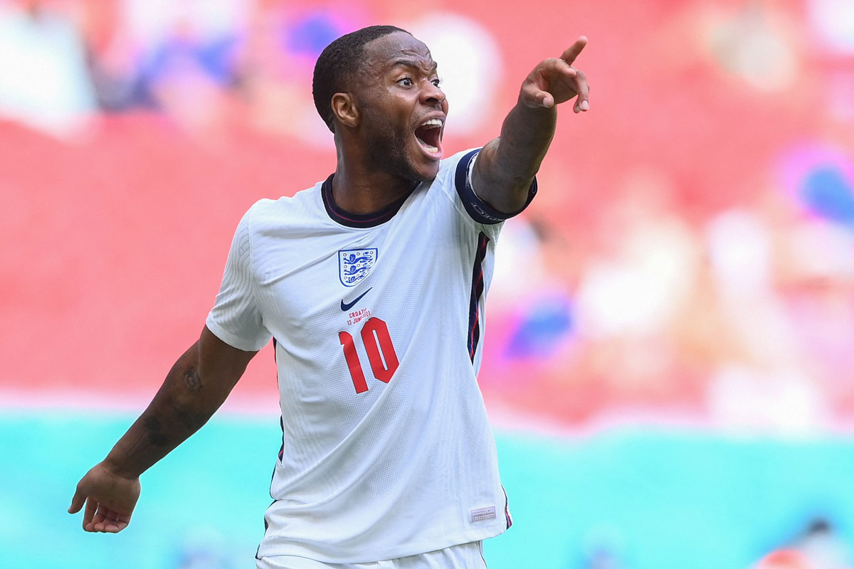 Raheem Sterling mencetak gol tunggal kemenangan 1-0 Inggris atas Kroasia di Stadion Wembley, Minggu (13/6).  