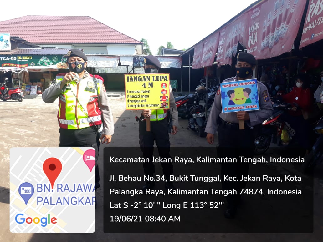 Tim pengawasan dan penegakan prokes Polresta Palangka Raya, Kalteng sejak pagi patroli ke pasar di wilayahnya.