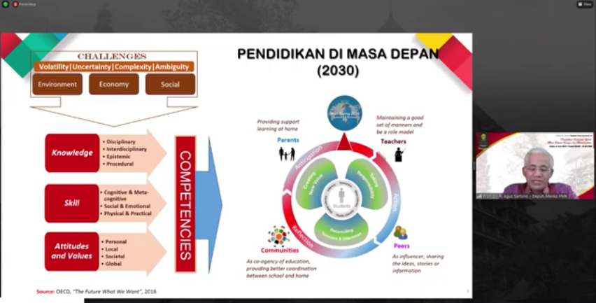 Tangkapan layar webinar series MWA UI Pendidikan Indonesia untuk Masa Depan Bangsa dan Kemanusiaan, Rabu (2/6).