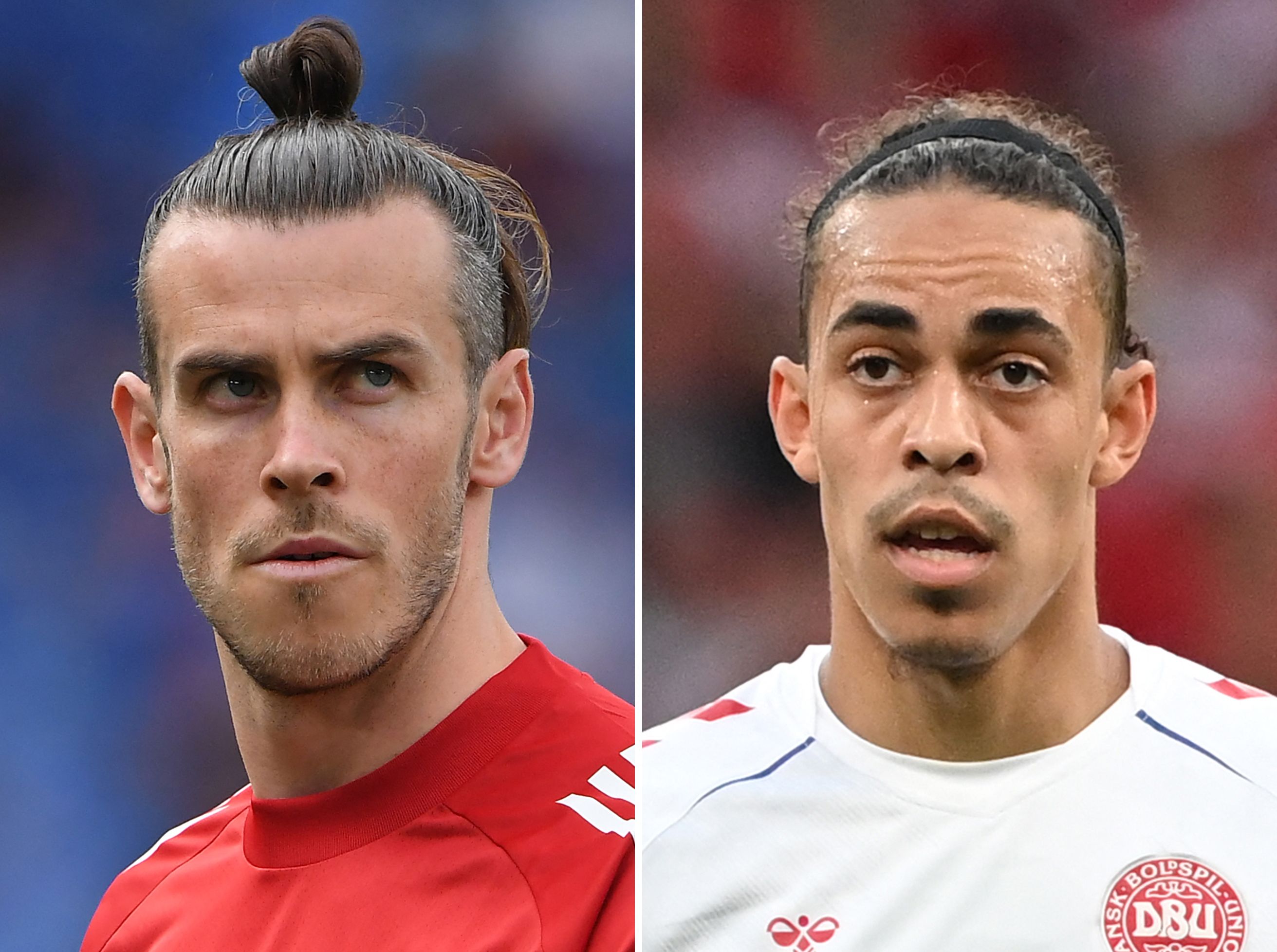 Penyerang Wales Gareth Bale dan Penyerangan Denmark Yussuf Poulsen
