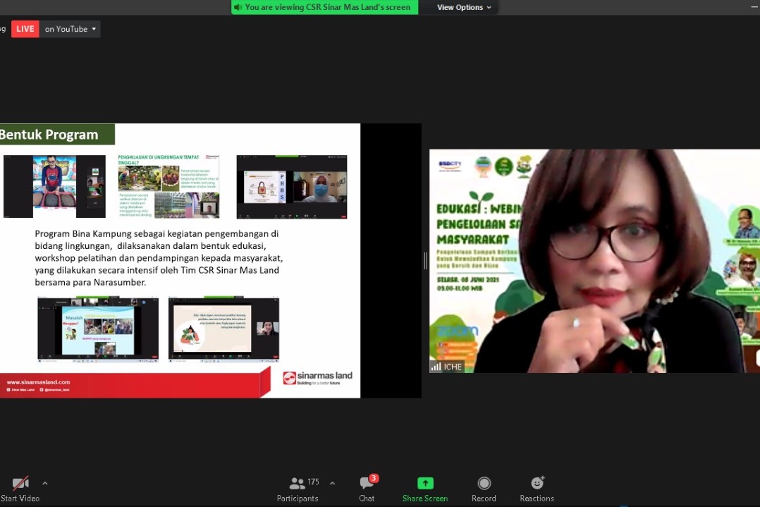 Kegiatan webinar Festival Hijau Ke-18 dengan tema Ayo bangun lingkungan yang bersih, sehat, dan berdaya di masa pandemi pada Selasa (8/6). 