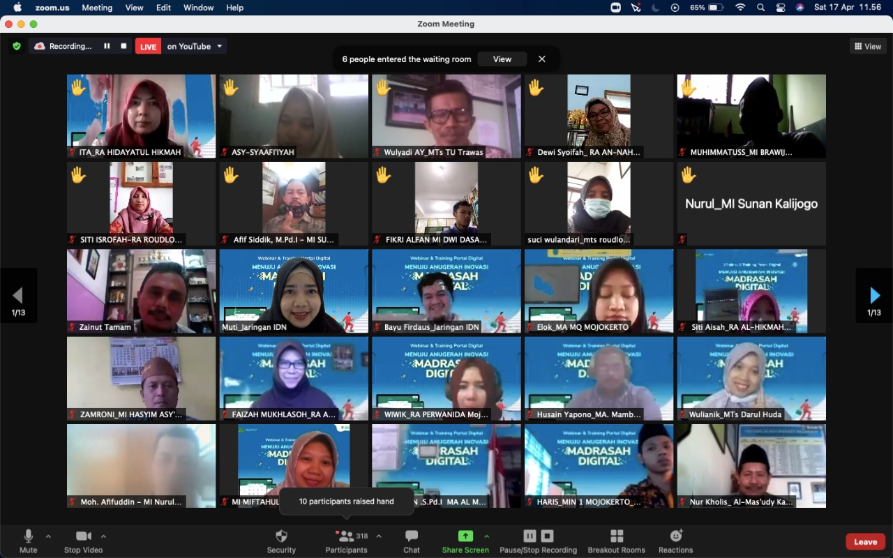 Program Anugerah Inovasi Madrasah Digital yang digelar Kanwil Kemeng Jawa Timur secara daring.