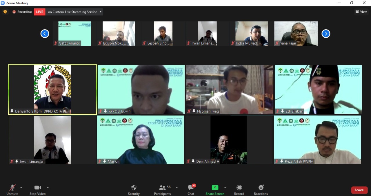 Sejumlah tokoh pemuda unjuk bicara dalam webinar soal vaksinasi di Jawa Barat