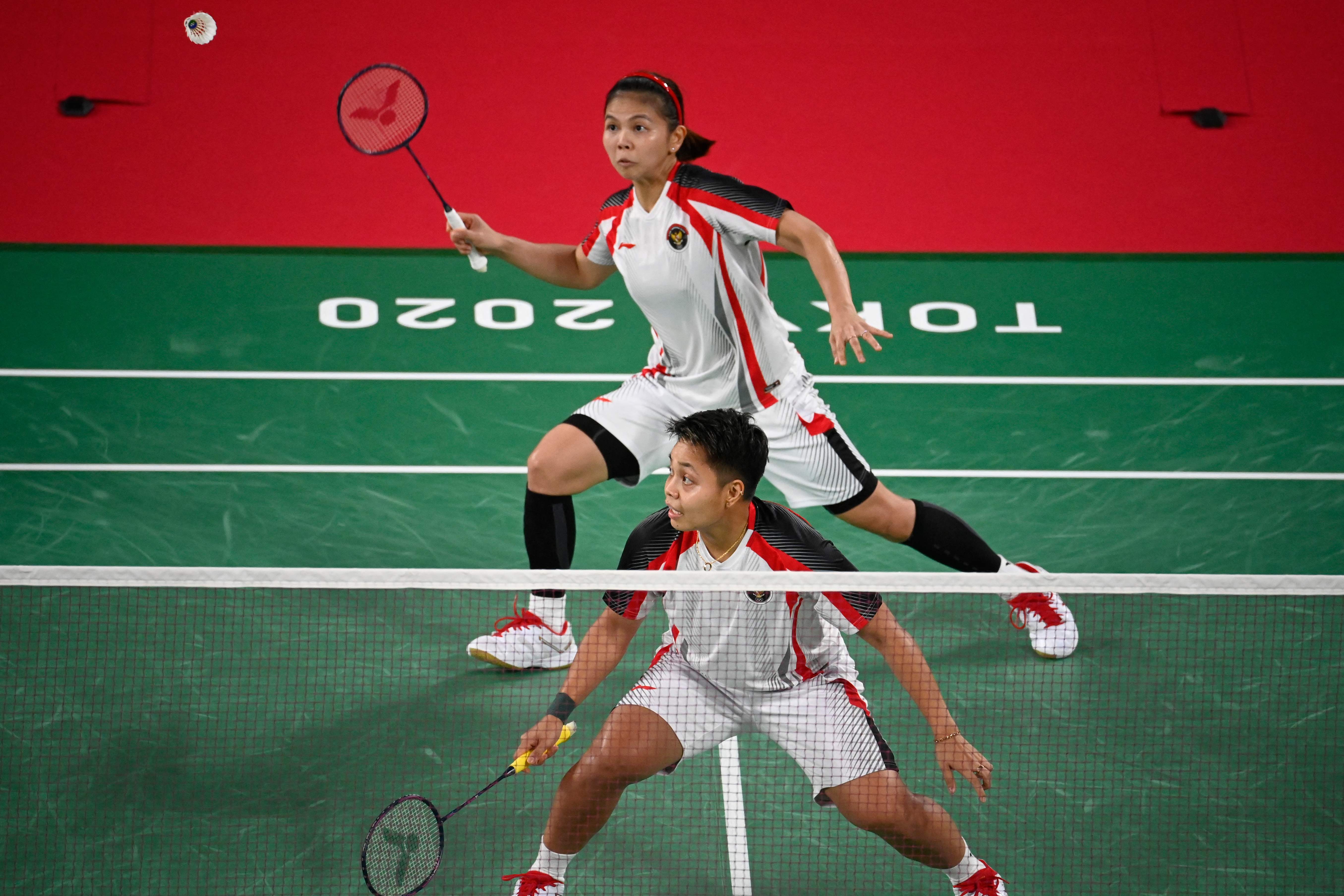 Pasangan ganda putri Idnoensia Greysia Poliii dan Apriyani Rahayu dimOlimpiade Tokyo 2020