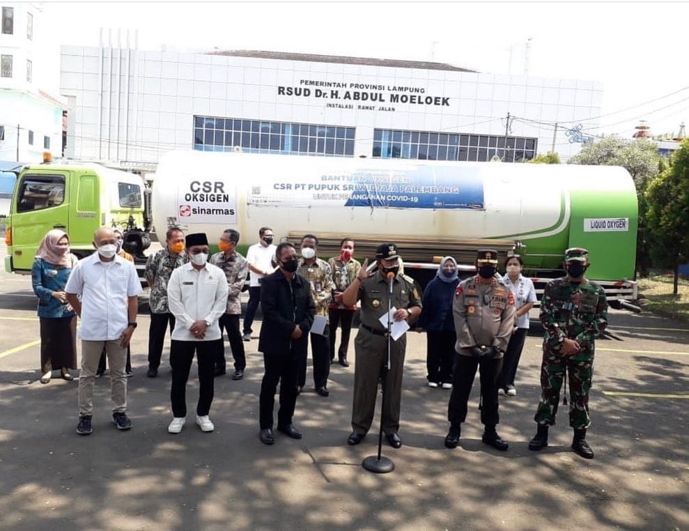 Bantuan oksigen bagi rumah sakit di Provinsi Lampung.