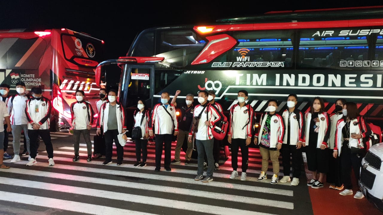 Para atlet Olimpiade Indonesia siap bertolak ke Jepang.