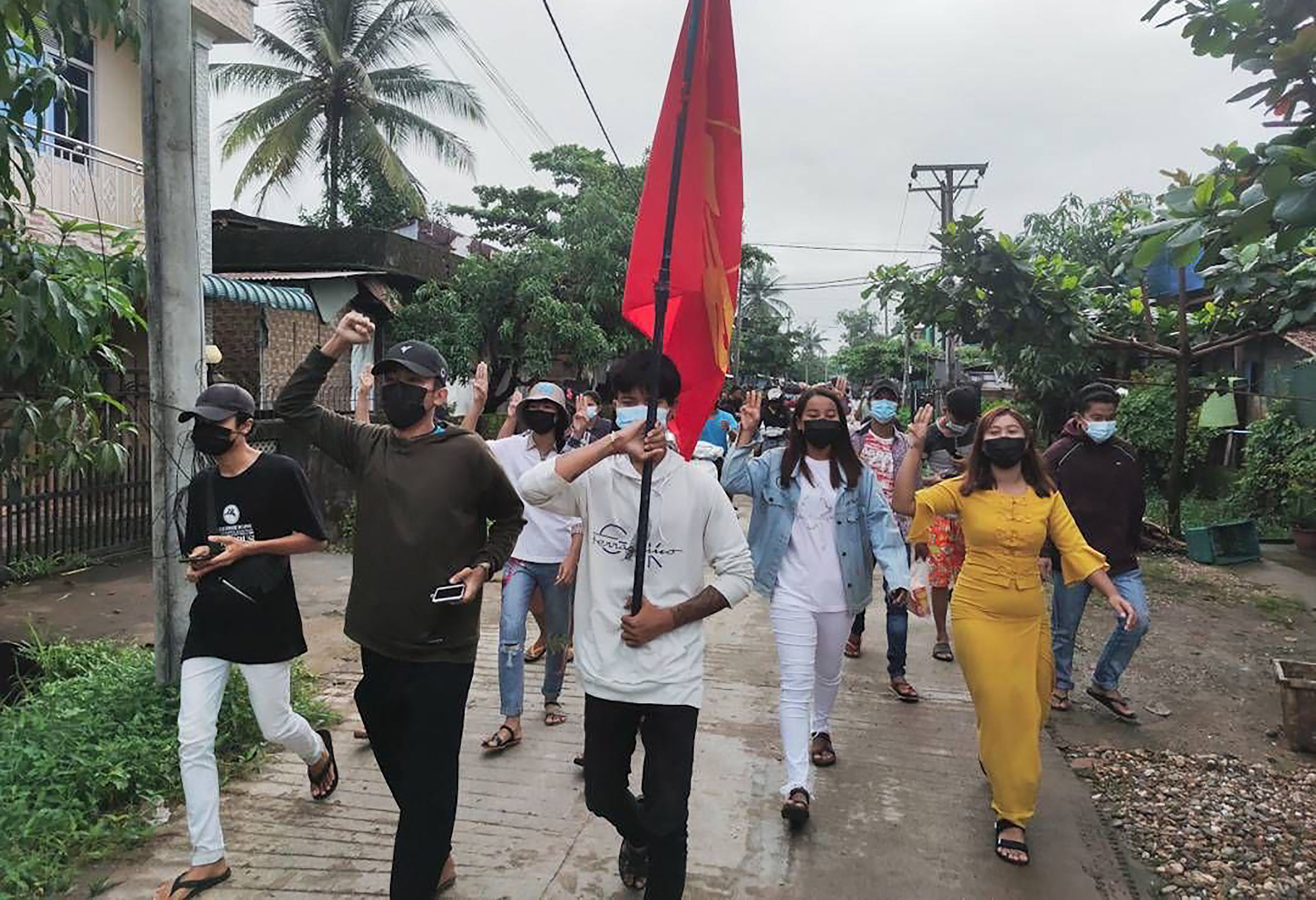 Aksi demonstrasi prodemokrasi di Dawei, Myanmar