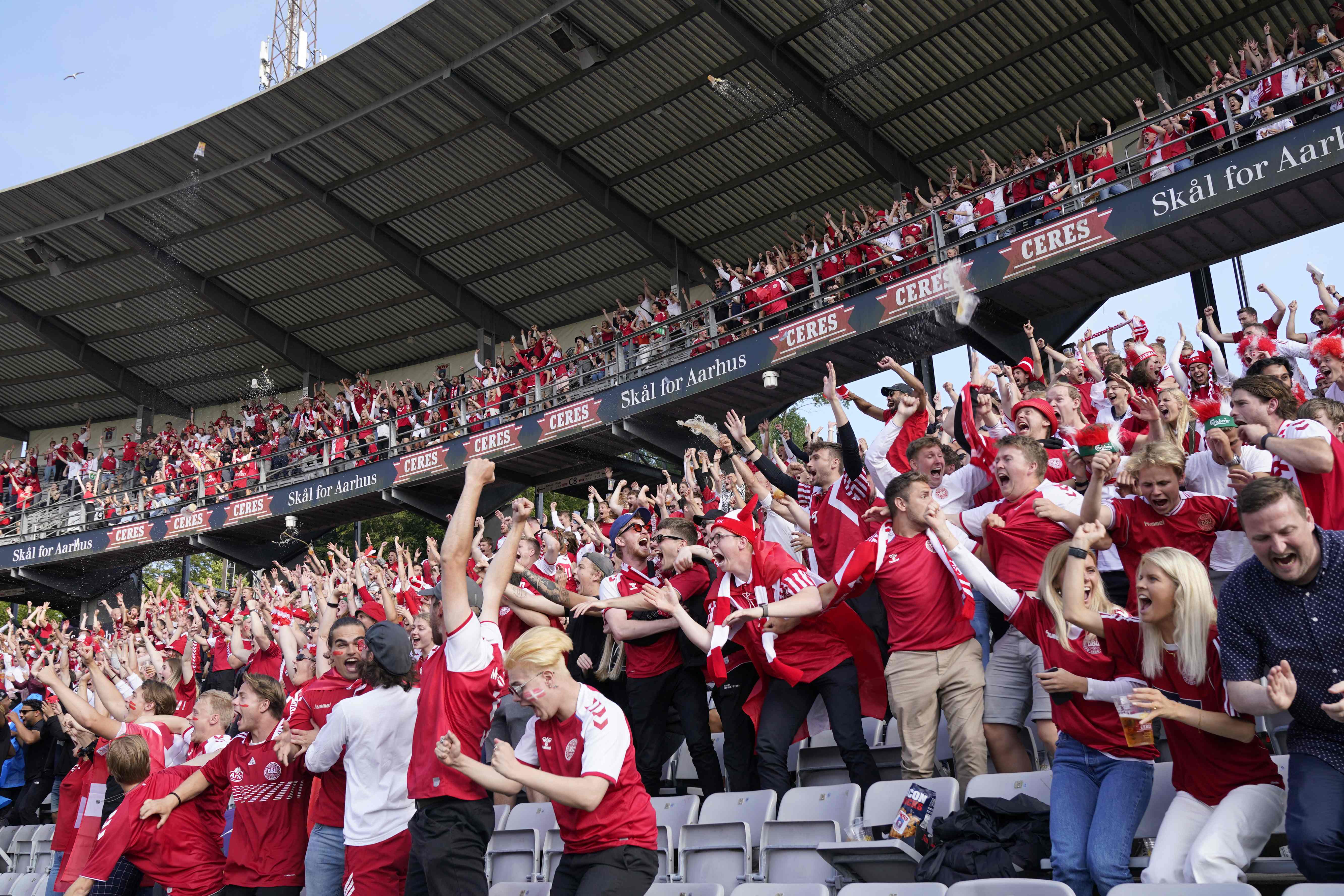 Suporter Denmark saat mendukung timnya di Euro