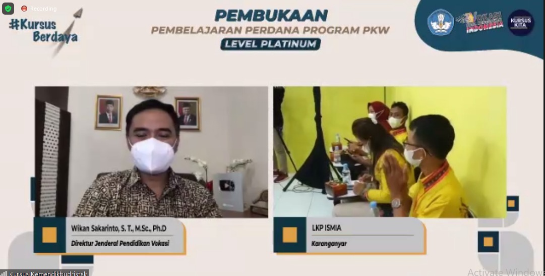 Tangkapan layar Pembukaan Prograk PKM level Platinum, Rabu (30/6).