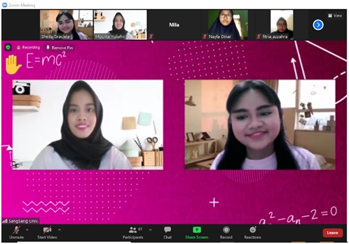 Sebanyak 100 siswa SMP dan SMA mengikuti Online Class with SangSang Volunteer topik pembelajaran 'Daily Conversation' secara online.