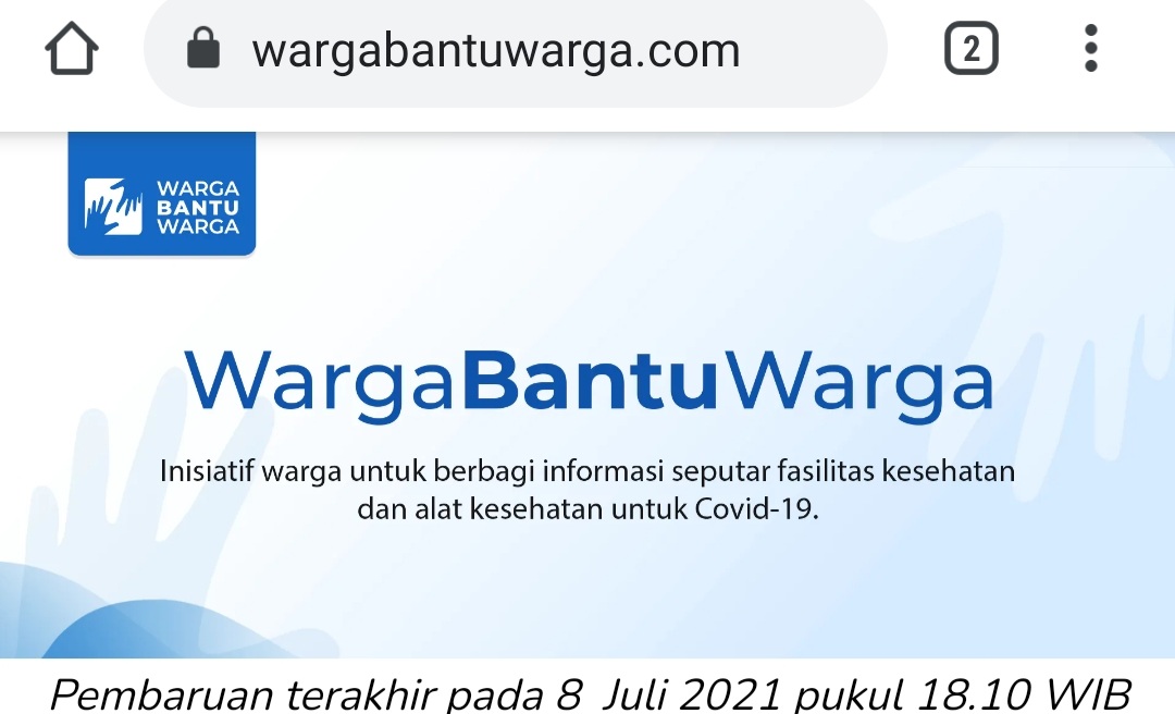 Tangkapan layar situs wargabantuwarga