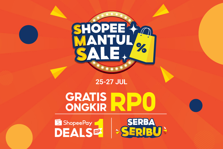  Shopee Mantul Sale yang berlangsung pada 25-27 Juli 2021 berkat promo ShopeePay Deals Rp1 dan Gratis Ongkir Rp 0. 