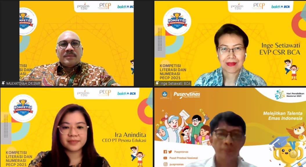 Para pembicara dalam konferensi pers virtual Kompetisi Online LIterasi & Numerasi.