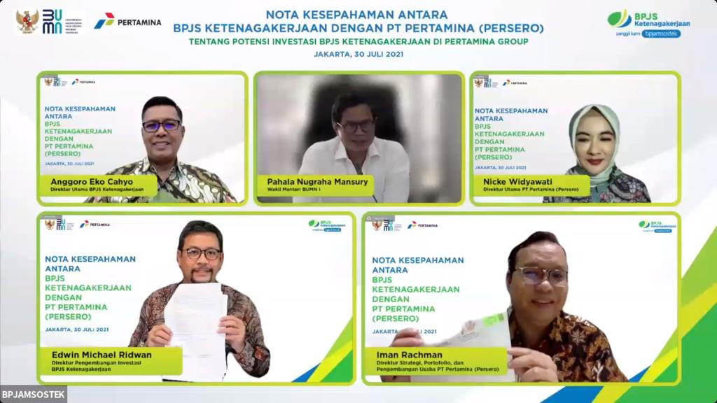 BPJAMSOSTEK dan Pertamina pada hari Jumat (30/7) menandatangani MoU untuk kerja sama potensi investasi BPJAMSOSTEK di Pertamina Group.