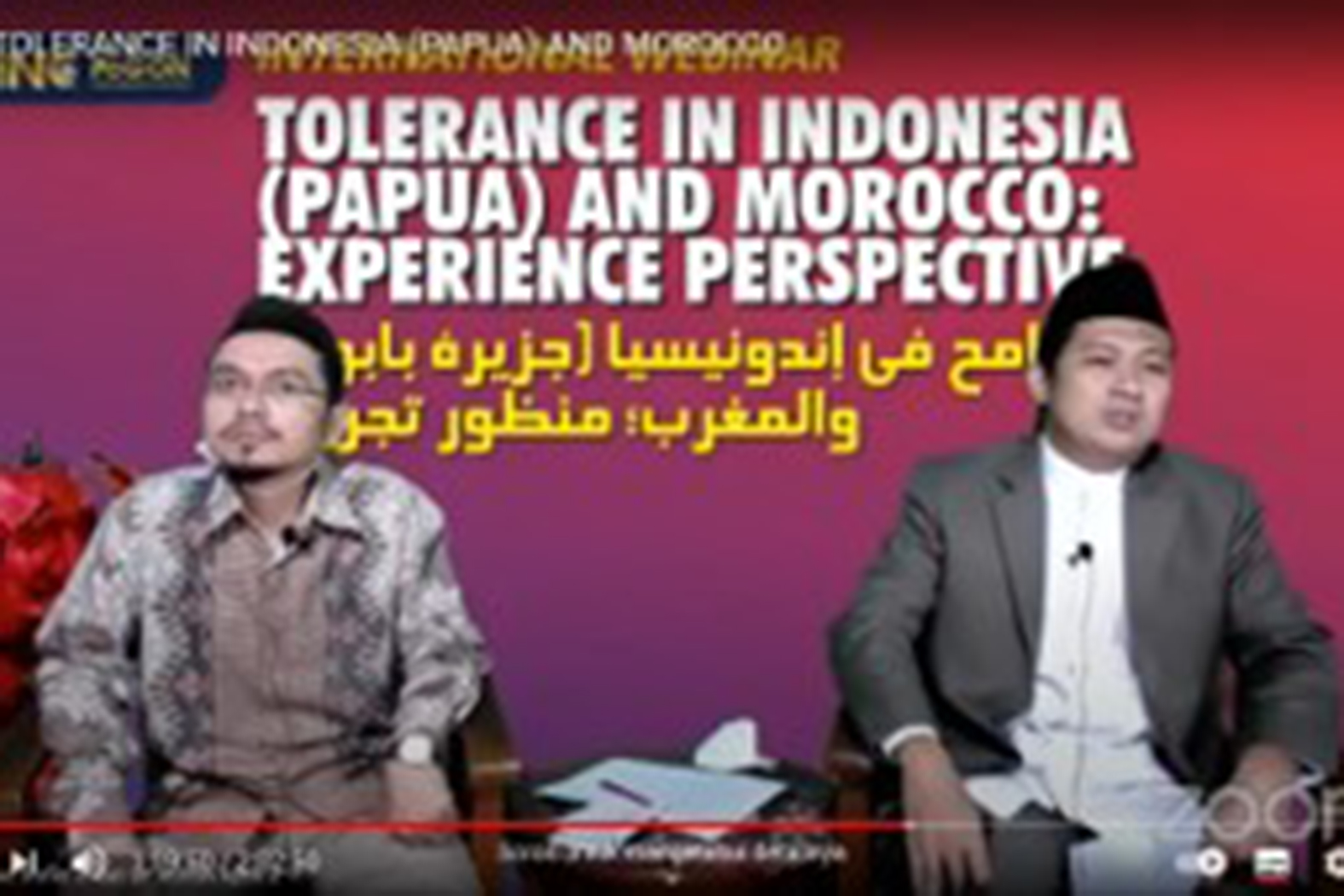 Webinar internasional bertajuk Tolerance in Indonesia (Papua) and Morocca: Experience Perspective.