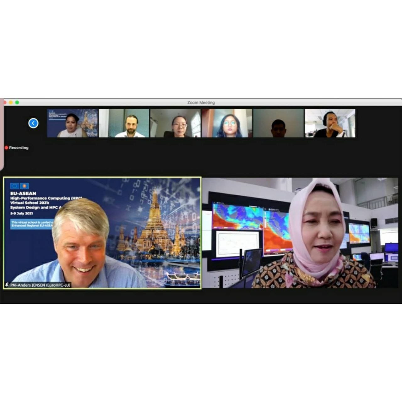 Kepala BMKG Dwikorita Karnawati (kanan) saat menjadi pembicara dalam diskusi secara virtual.