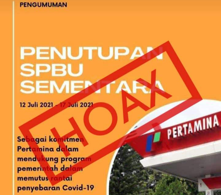 Hoaks SPBU ditutup hingga 17 Juli