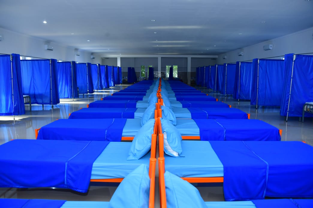 Ruang isolasi pasien covid-19 di Wisma Dolos Korps Marinir (Kormar) yang berada di Jalan Kwini II, Jakarta Pusat.