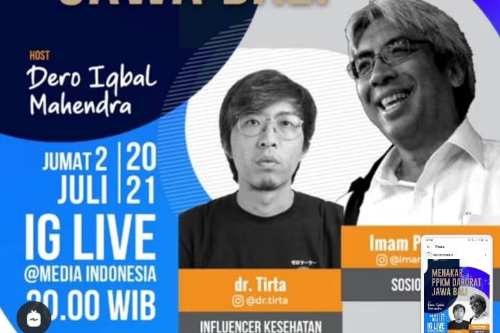 Diskusi journalist on duty bertajuk Menakar PPKM Darurat Jawa Bali secara virtual Jumat (2/7).