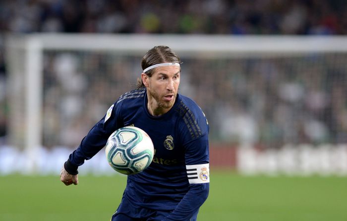 Ramos saat laga Real Betis melawan Real Madrid CF di stadion Benito Villamarin di Seville pada 8 Maret 2020.