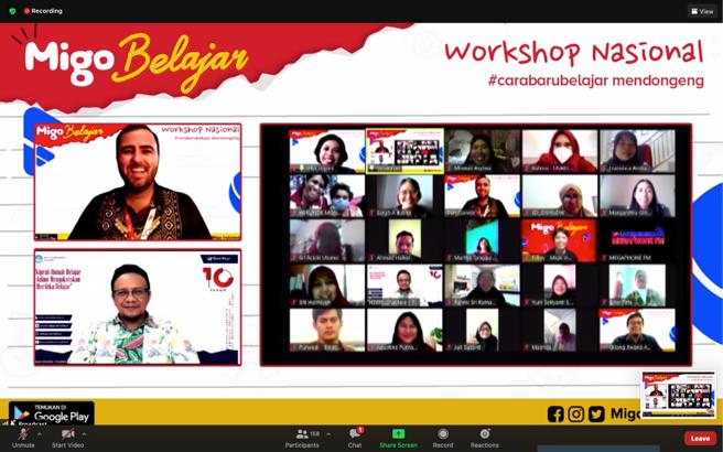 Para pembicara dalam   Workshop Nasional #CaraBaruBelajar Mendongeng Bersama Migo Indonesia. 