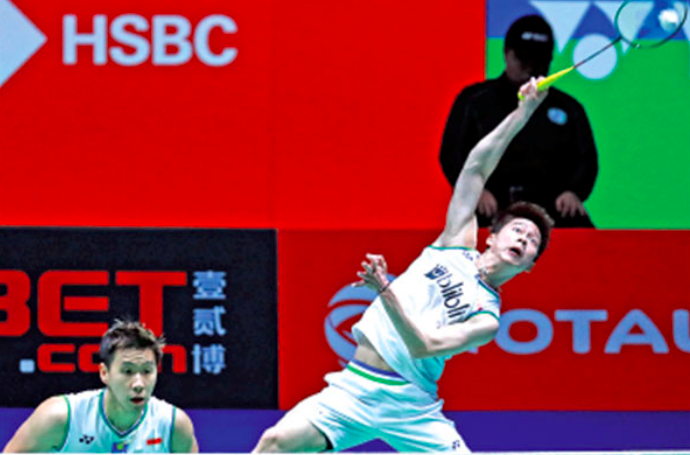 Pasangan ganda putra Indonesia Marcus Fernaldi Gideon/Kevin Sanjaya Sukamuljo.