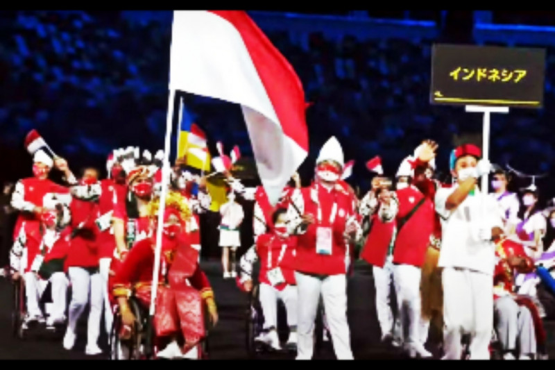 Kontingen Indonesia pada Pembukaan Paralimpiade Tokyo 2020.