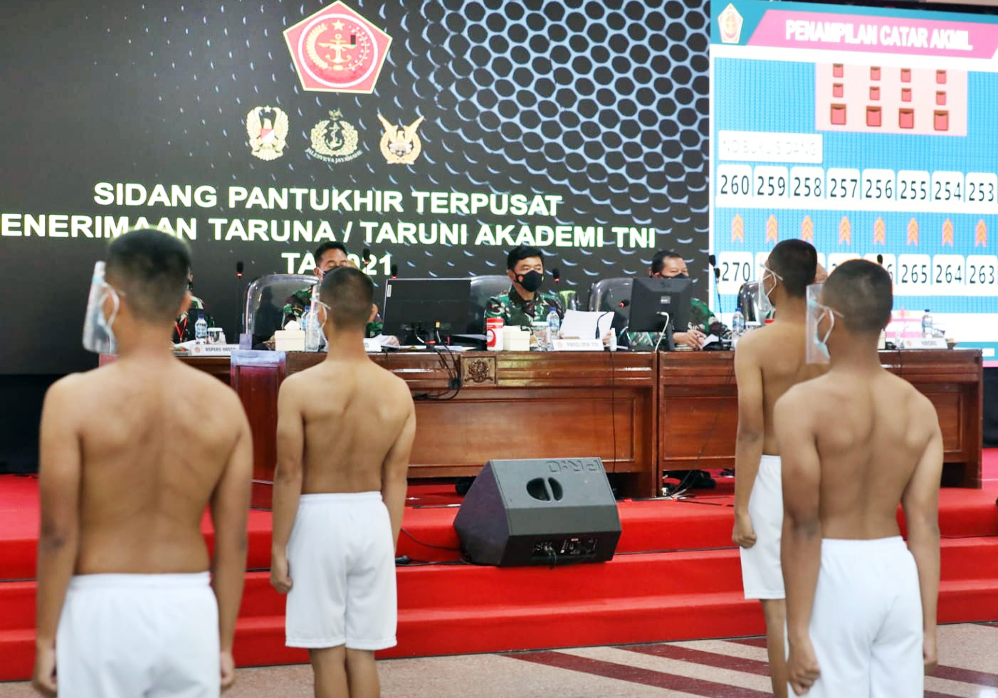 Sidang Pantukhir Terpusat Penerimaan Taruna dan Taruni Akademi TNI TA 2021 di Gedung Akademi Militer, Magelang, Jateng, Rabu (28/7).
