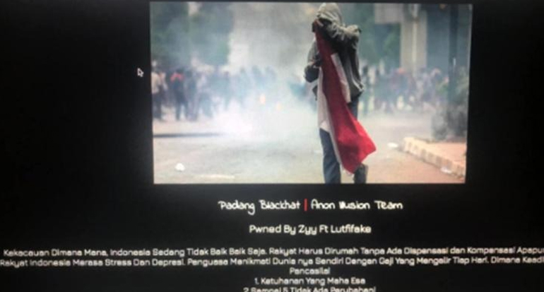 Tampilan situs Sekretariat Kabinet saat kena aksi peretasan.