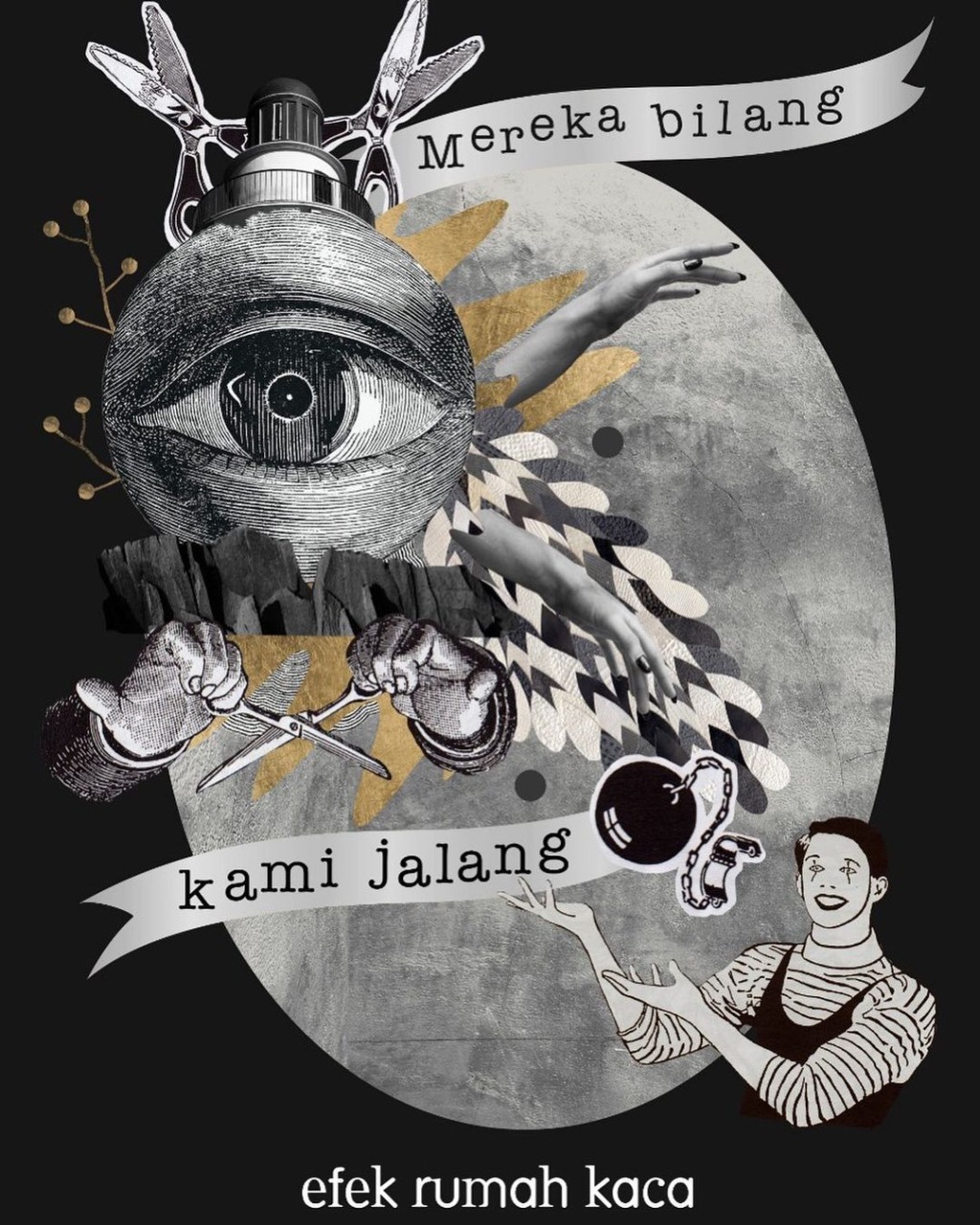 Kolase yang dicetak terbatas di sejumlah produk eksklusif berupa kaus, tas, dan masker