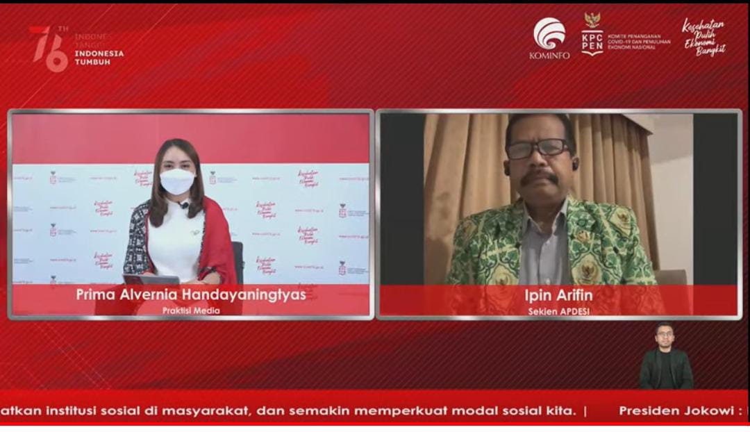 Dalam Dialog Media Center KPCPEN, Kamis (19/8), Sekretaris Jenderal Asosiasi Perangkat Desa Seluruh Indonesia (APDESI) Ipin Arifin (kanan). 