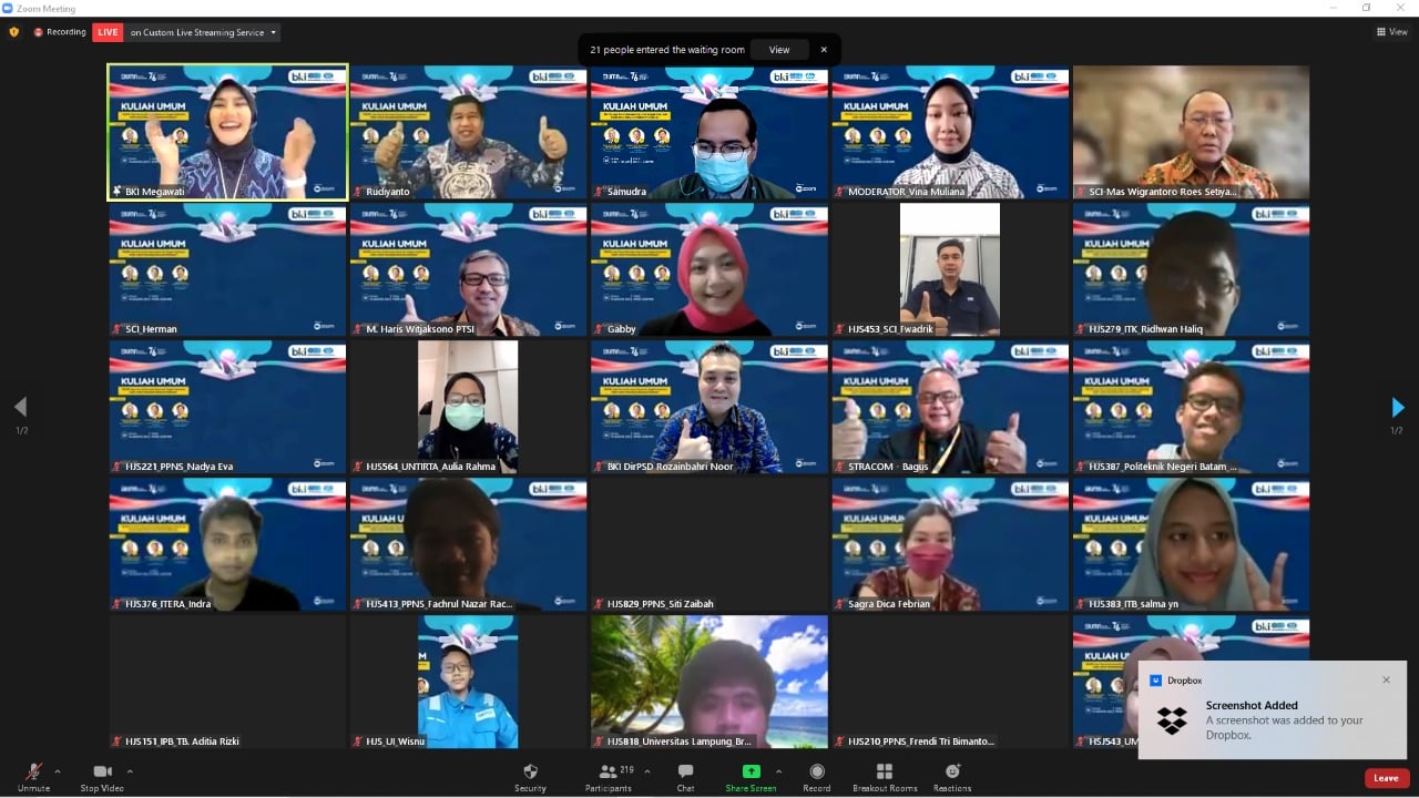  Suasana webinar yang digelar BUMN Holding Jasa Survei yang diikuti 5.000 mahasiswa