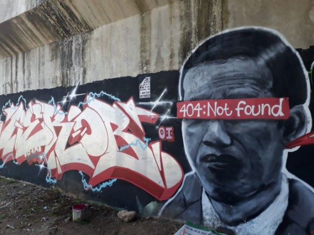 Mural wajah Presiden Joko Widodo