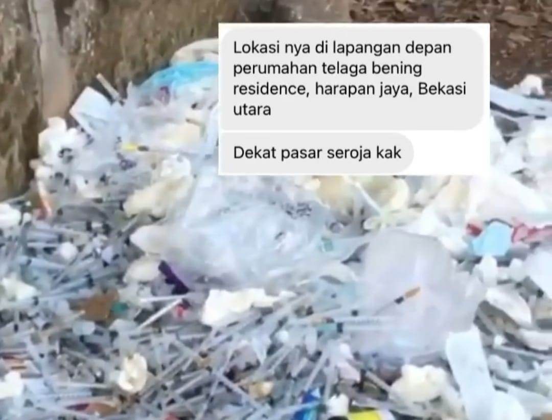 Viral foto dan video tentang sampah bekas suntikan diduga bekas vaksinasi covid di Kota Bekasi, Sabtu (28/8)