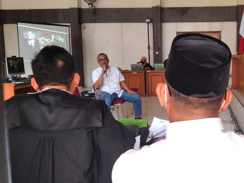 Suasana persidangan dengan agenda pembuktian perkara dengan mantan Bupati Muara Enim Ahmad Yani menjadi saksi.