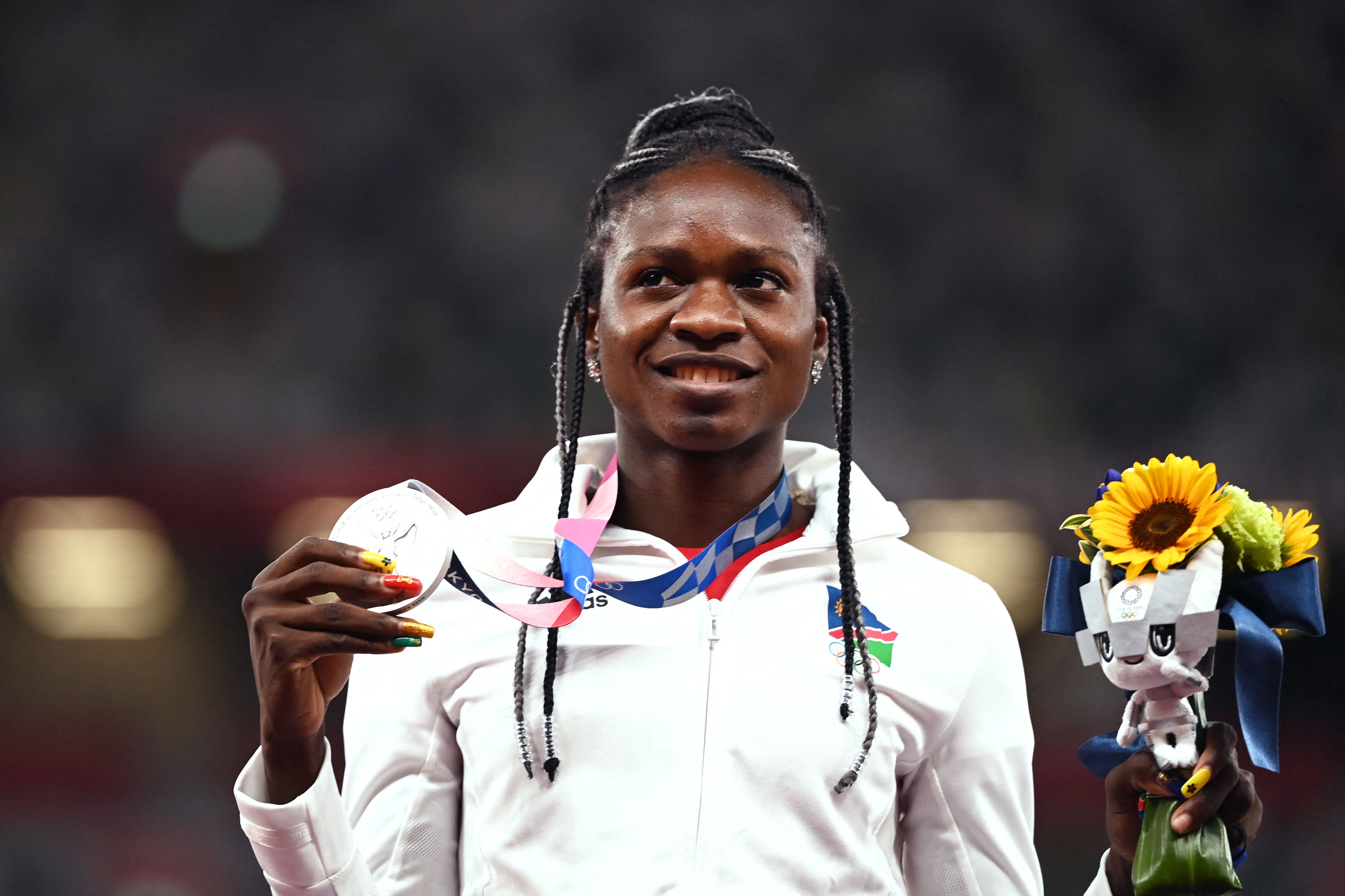 Peraih medali perak Olimpiade Tokyo 2020 di nomor lari 200 meter asal Namibia Christine Mboma.